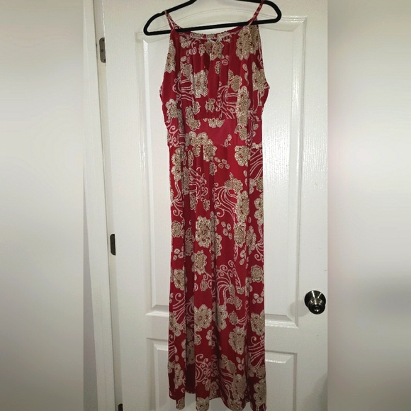 Jon & Anna Red/Brown Floral Faux Halter Keyhole Maxi Dress 1X NWT - Picture 2 of 10